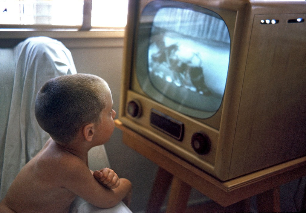 August 1963. My nephew Jimmy watching a cartoon on TV in South Gate, California.jpg